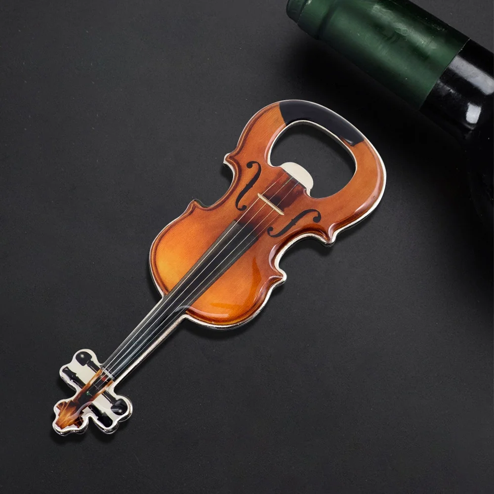 custom souvenirs metal electric guitar shape pick bottle opener with magnet