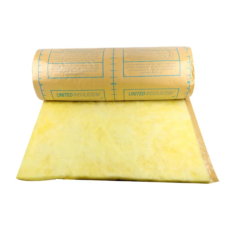 R7 R11 R19 roof and wall thermal heat insulation 50mm thickness 12 kg/m3 kraft paper fiberglass insulation roll glass wool price