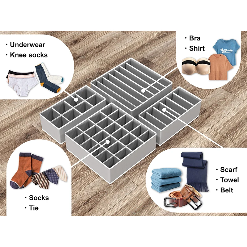 Household clothes storage boxes Organizer Stackable Foldable Fabric Drawer Socks Underwear Bra Storage Box