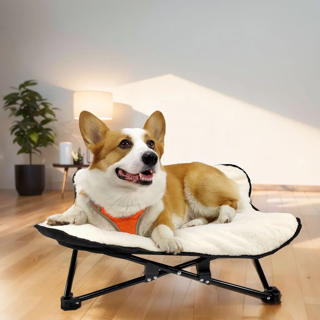 CANBO Collapsible Iron Pipe Pet Off the Ground Metal Camp Bed Luxury Soft Warming Comfort Plush Dog Cat Sofa Bed