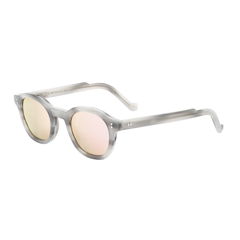 Retro Acetate Frame Glasses Reflective Color TAC Lens Mirror Polarized Acetate Sunglasses