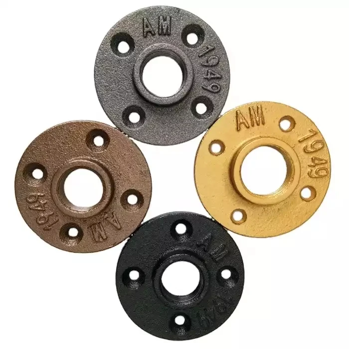 1/2 inch Malleable Cast Iron Standard Malleable Threaded Floor Flange Iron Pipe Fittings Wall Mount for Furniture