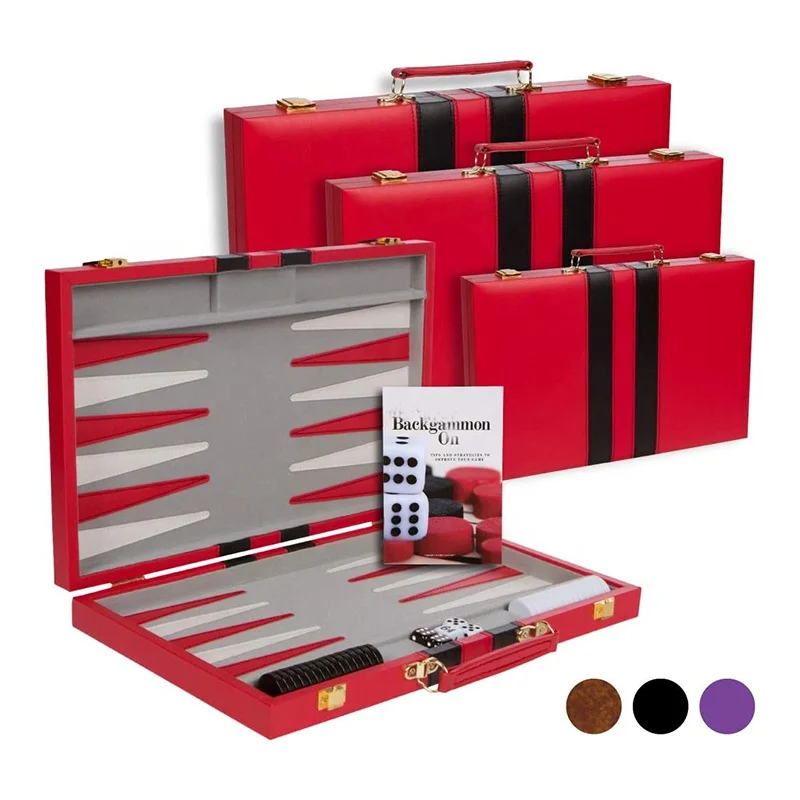 lucite backgammon set Checkers Gray Color Championship Size leather Backgammon Set