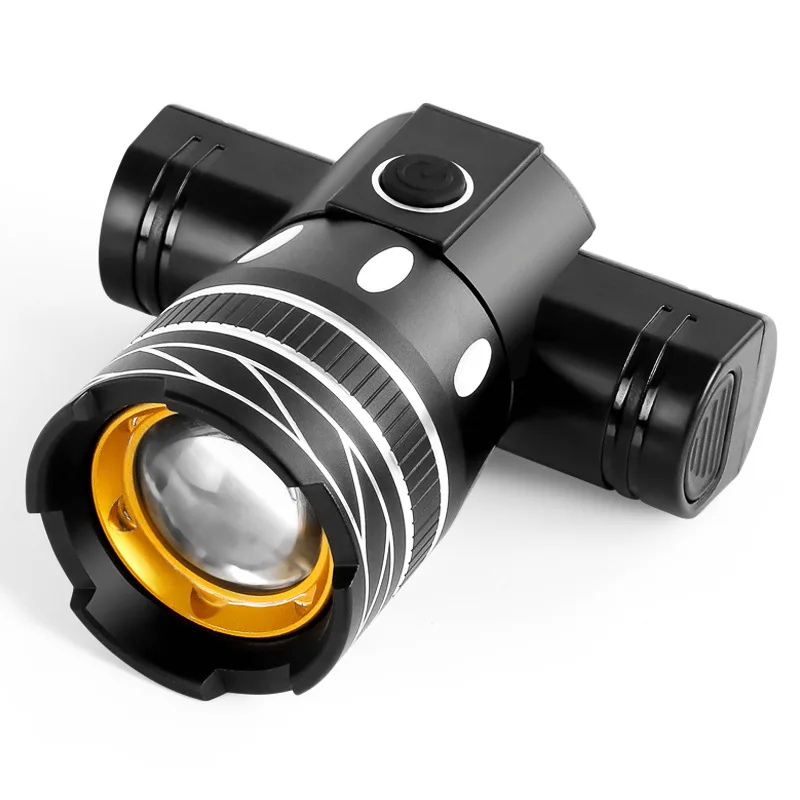 USB Rechargeable Aluminum Alloy Bicycle Headlight 360 Degrees Rotatable Cycling Light Rainproof ABS Bike Safety Light LED