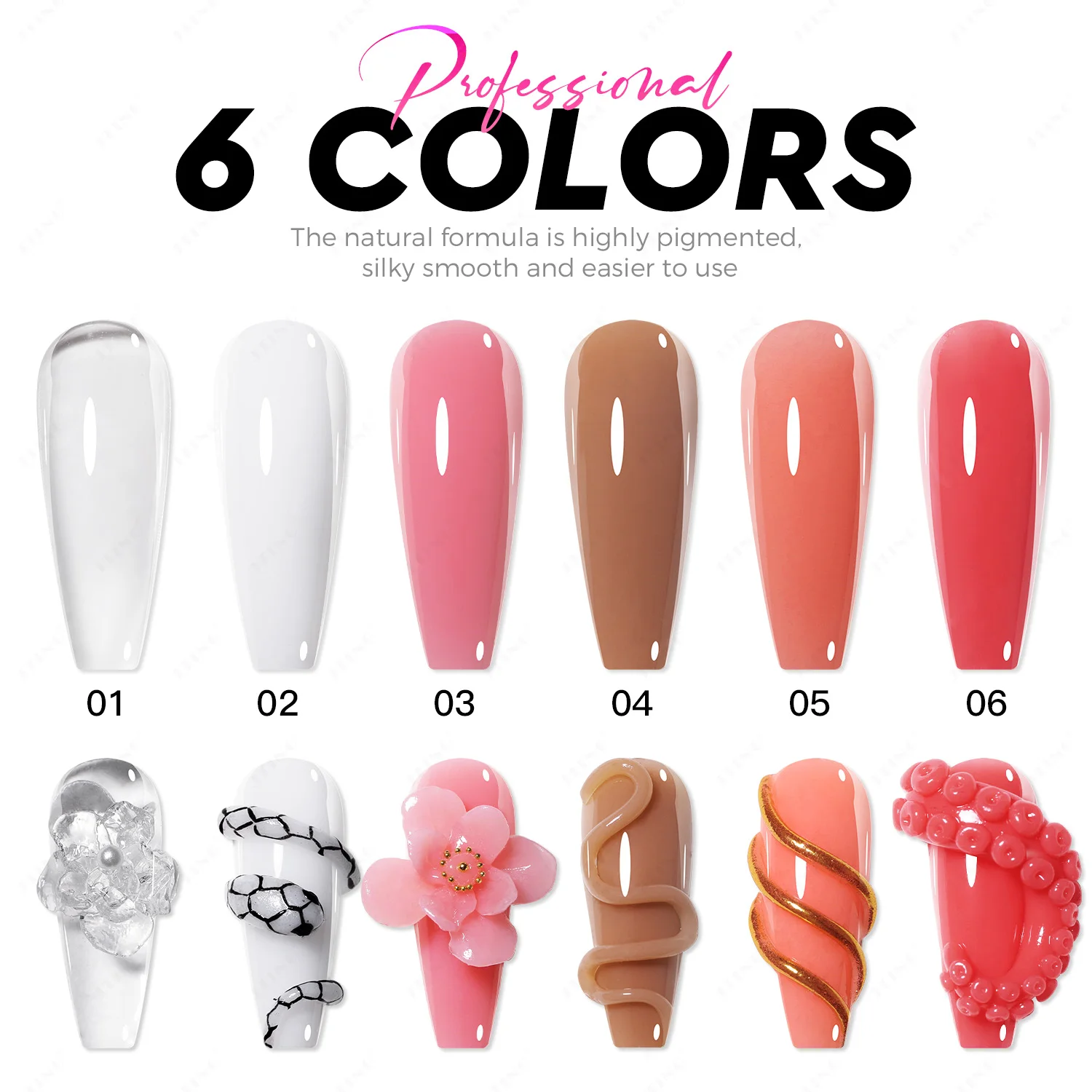 JTING 6colors Non Stick Soild Builder Gel in Jar Acrylic Poly Nail Extension Gel for Nail Art Carving ODM Custom nail supplier