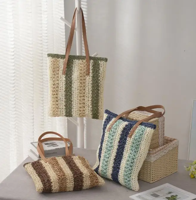 2023 alibaba wholesale large straw beach bag woman tote handbag, designer oem summer seaside holiday beach bags in stock