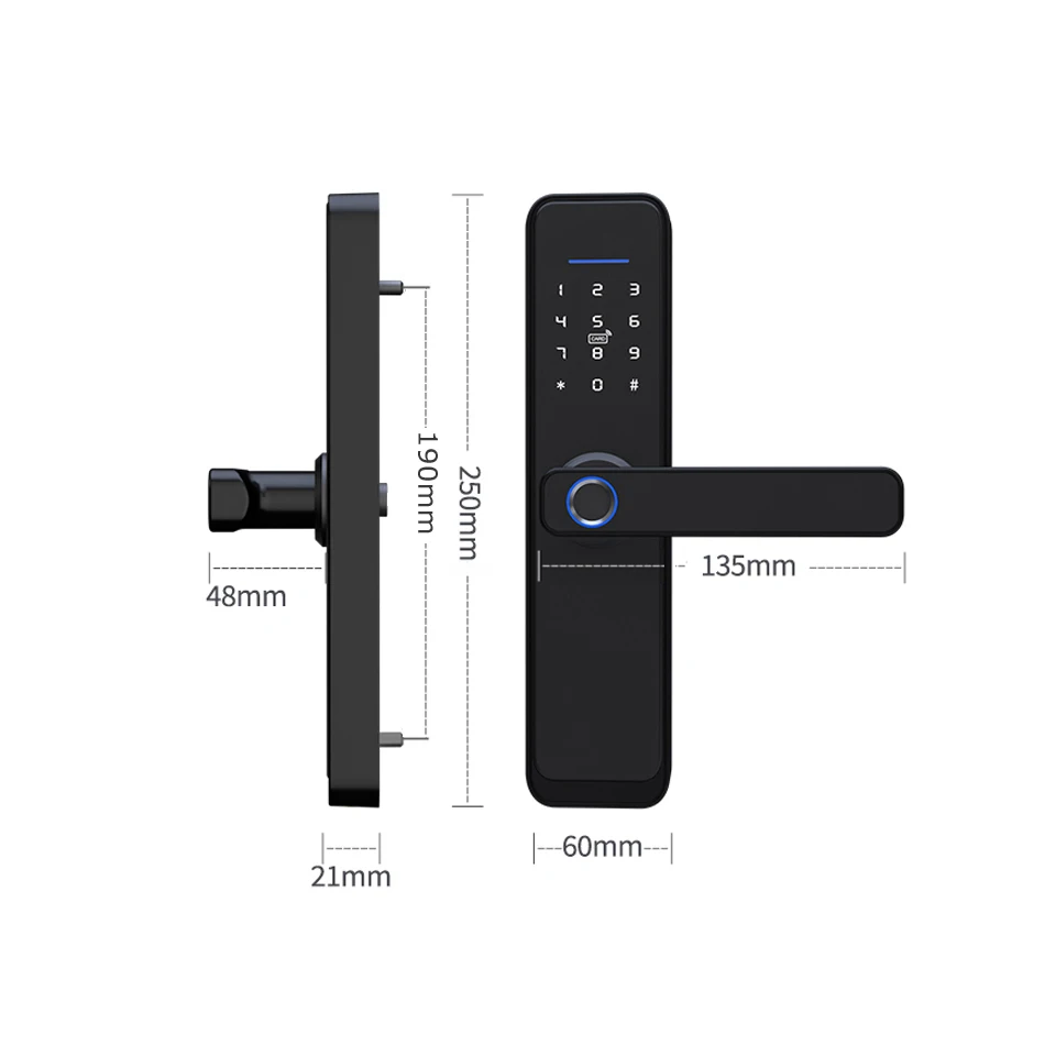 Smart Door Lock with Tuya TTLock App Security WiFi Fingerprint Digital Handle Door Keyless Biometric Entry Door Lock