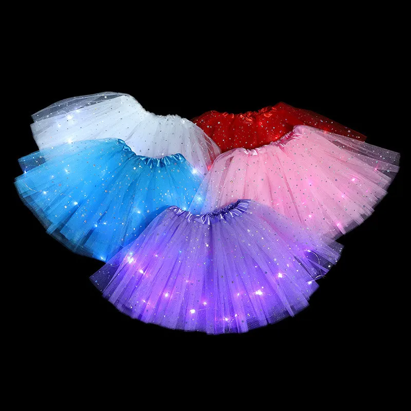 Hot sale Foreign Trade Gauze Skirt with Light European and American Mesh Shiny Tutu Skirt free size