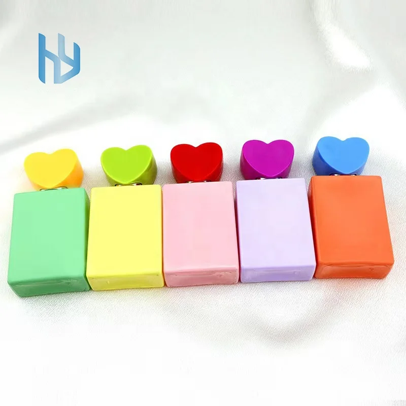 in stock 30ml square Heart shaped Macaron colored glass perfume spray bottle Beautiful cosmetic perfume bottle