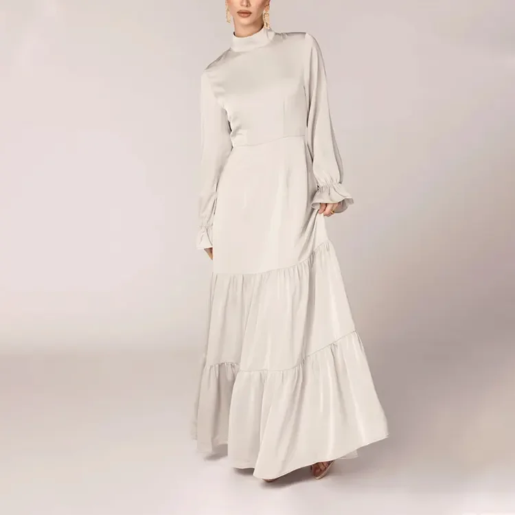 Custom Women summer dress  Manufacturer Solid Color Ladies Elegant Long Sleeve Casual dress for women