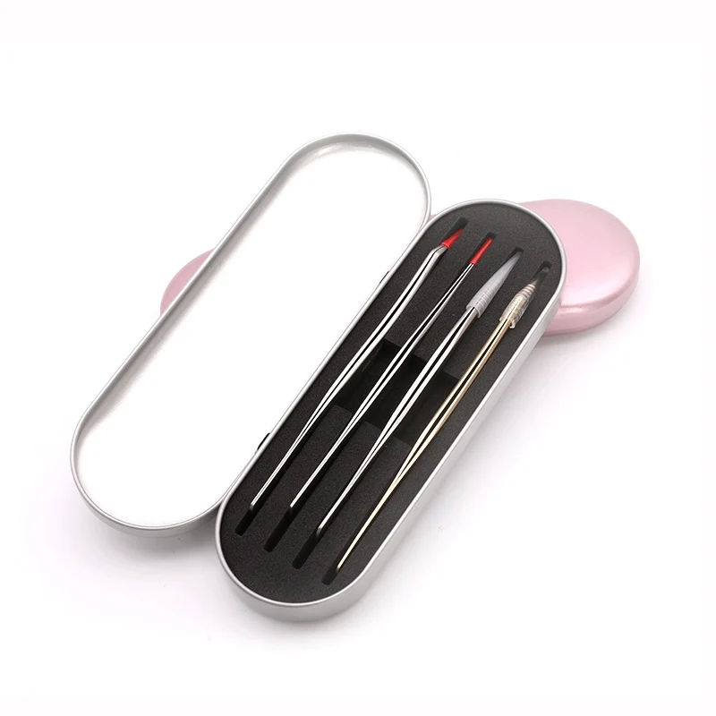 IRISMANLI  tweezers Metal storage box Double Layer Sponge  Box Storage Tweezers Eyelash Box Storage For Tweezers