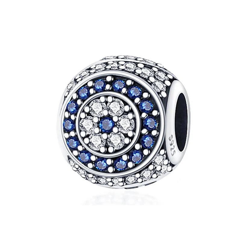 Factory Price Copper Blue White Zirconia Evil Eye Beads Fit Original Brand Charms Bracelet For Jewelry Women Making 2022