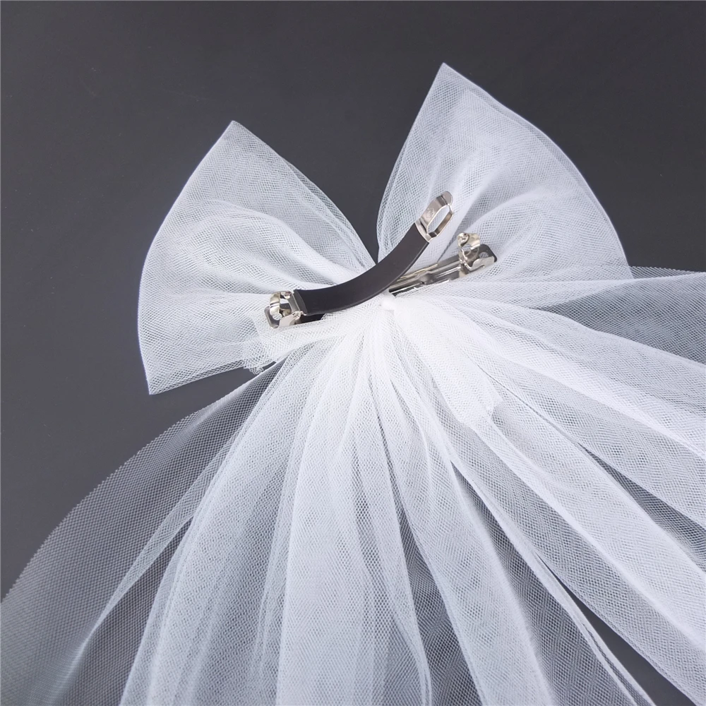 Party Decorations Tulle Bow Hair Barrettes Bridal Veils Bride Bridesmaid Favors Pearl White Hair Bow Clips Wedding Accessories