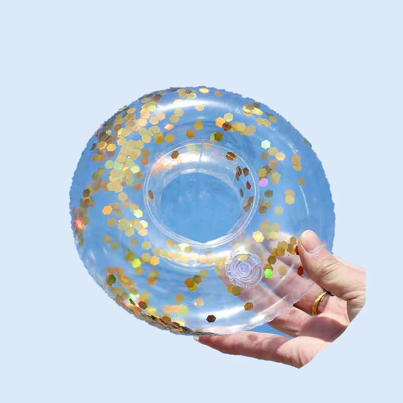 Надувной держатель для напитков с блестками подставка чашки блестящим конфетти внутри