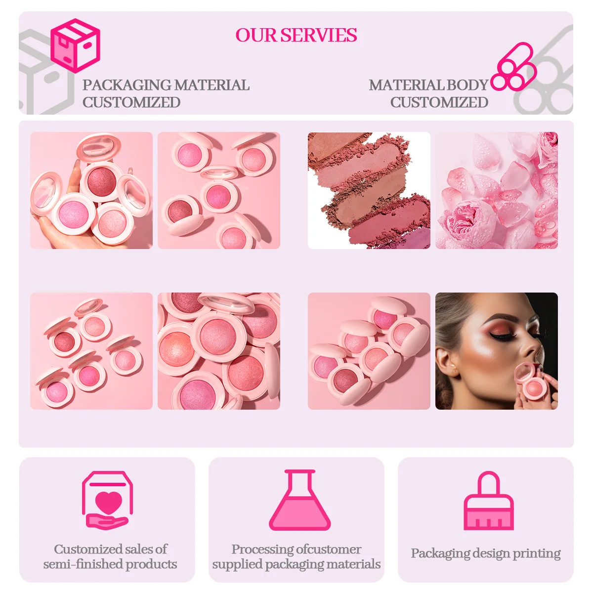 High Quality Vegan Cruelty Free Shimmer Tinted Face Makeup Blush On Wholesale Bulk Lasting Natural Pigment Baked Blush