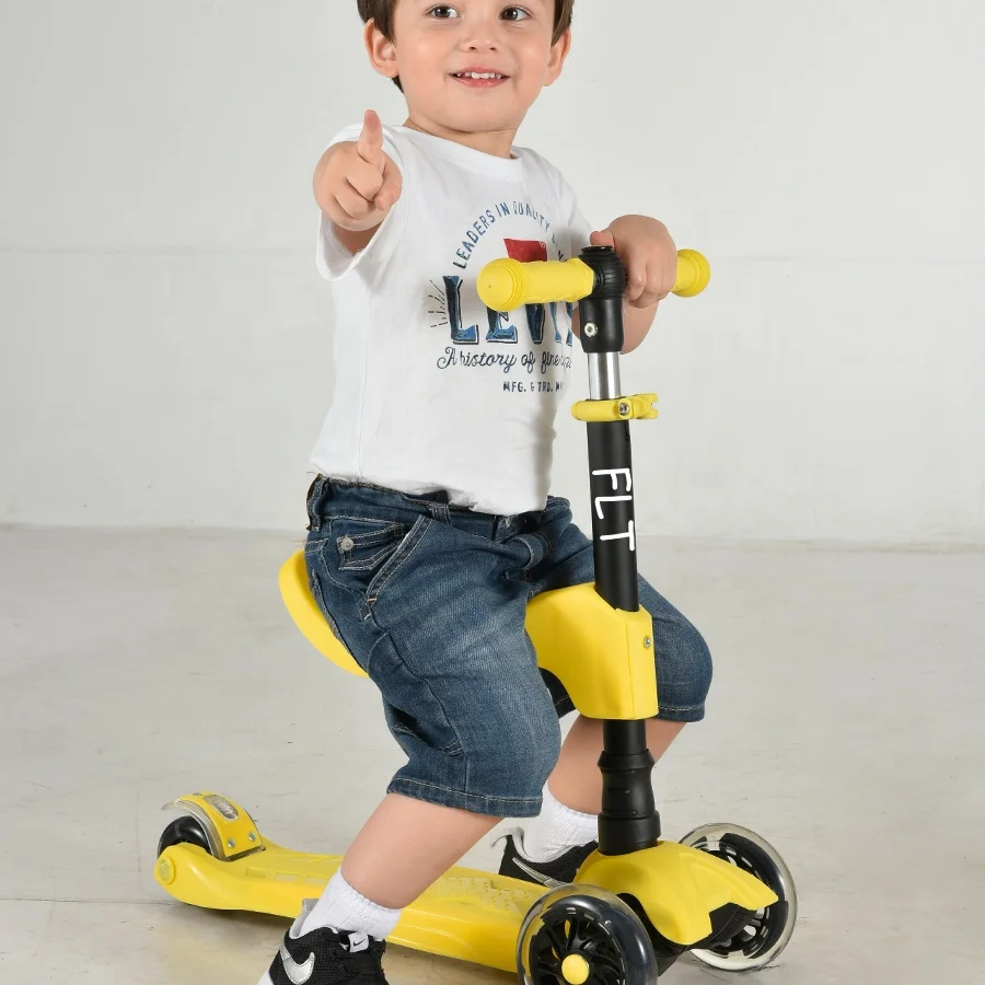 Cool 2 in 1 3 Wheels Kids Scooter with LED Light up Wheels for Kids Age 2-12 Outdoor Activities