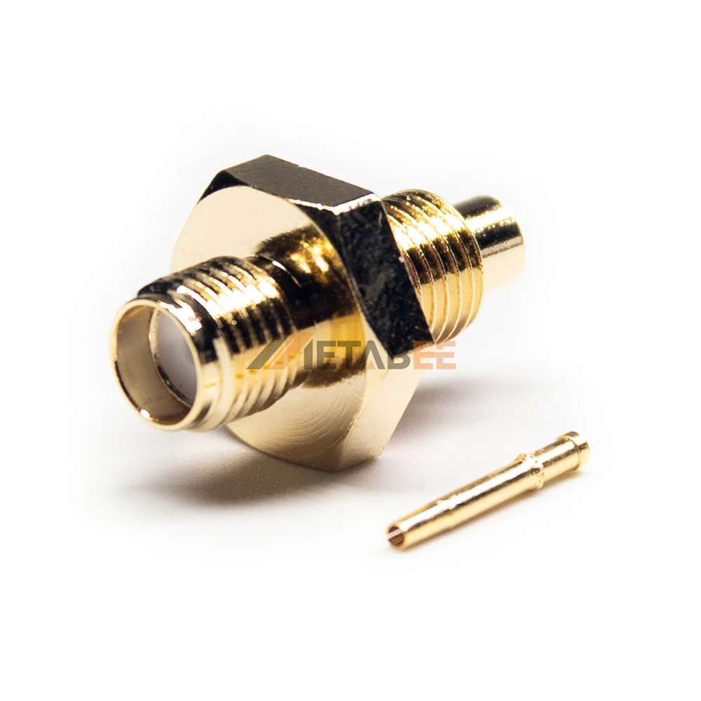 50 Ohm Gold Plated Straight SMA Front Bulkhead Connector Solder for Cable