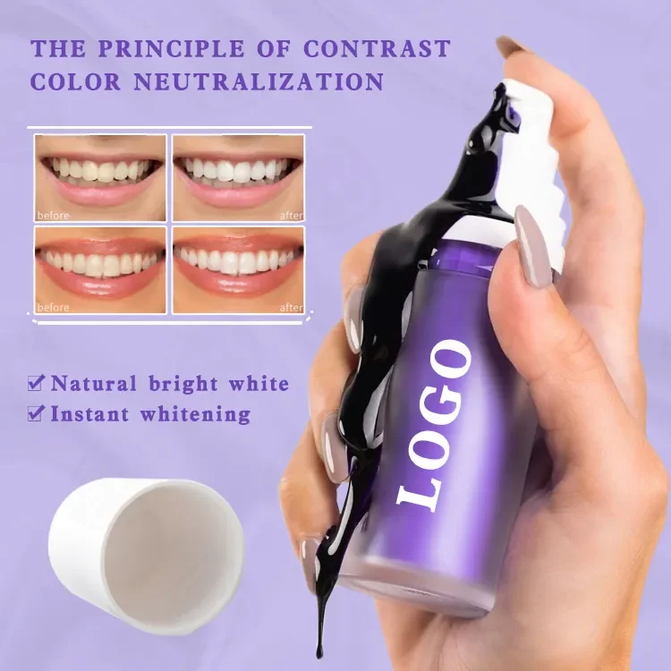 Professional Oral Care V34 Colour Corrector Teeth Whitening Tooth Stain Removal Serum Private Label V34 Purple Toothpaste
