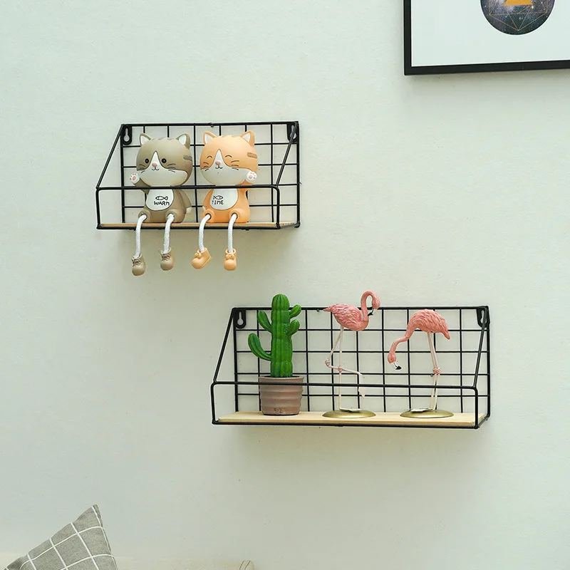 Newest Wall Mounted Grid Hanging Decor Wire Storage Shelf For Living Room Bedroom