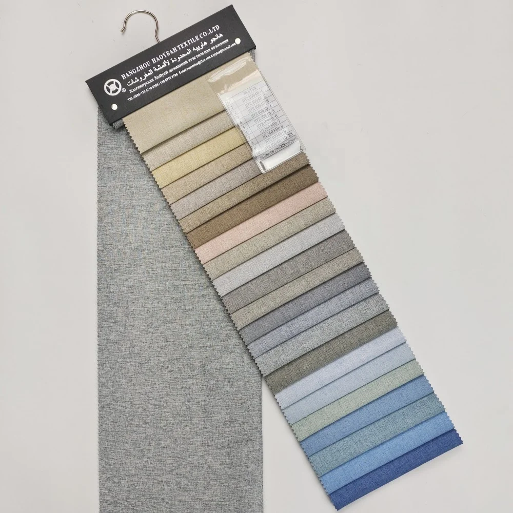 Custom deluxe blackout curtains new trend Linen grain 100% Blackout Curtain Fabric for home textile