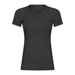 S2067 light weight lulu jacquard Seamless Workout Shirts for Women Short Sleeve Plain Tees Quick Dry Gym Athletic Tops