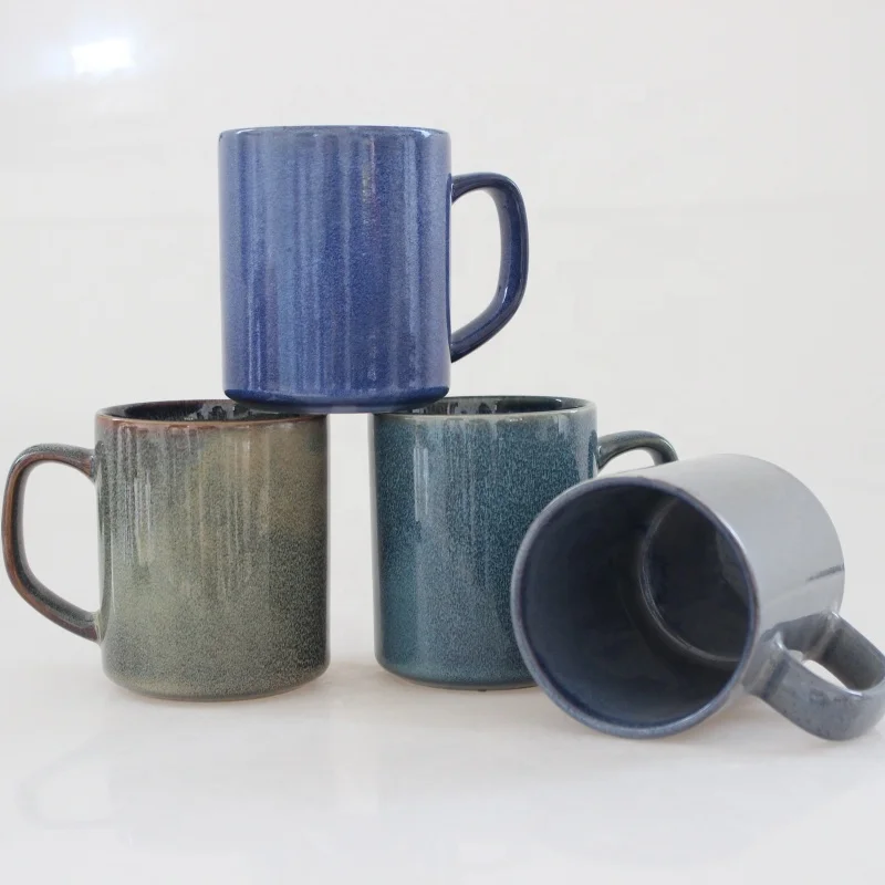 Wedding favor reactive glaze unique design tea cups stoneware coffee mug for cafe