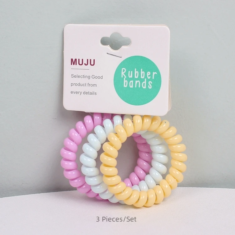 3-Piece Set of Telephone Wire Hair Ties Hair Accessories for Women and Girls for Shower Shampoo and Card Phone Line Hairband