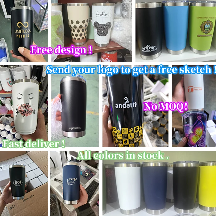 TY Custom logo 20oz stainless steel tumbler Double wall vacuum insulated Travel Mug   with Slider Lid and straw