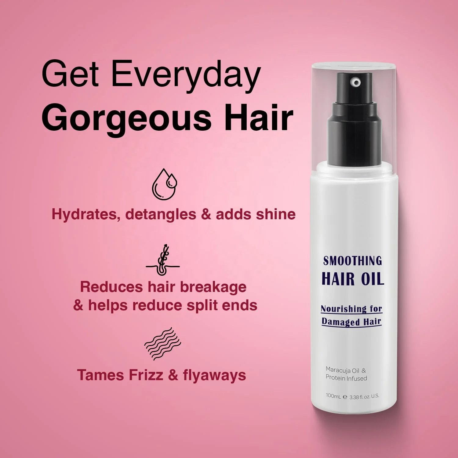 Keratin Hair Shine Oil Serum for Color Treated Damaged & Dry Hair Strengthening & Nourishing, Keratin Hair Treatment Oil