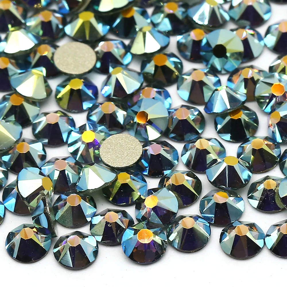 XULIN Shiny 16 Cut Facets SS16 SS20 SS30 Olivine AB Non Hotfix Round Flat Back Glass Rhinestones For Dress Clothing Applique