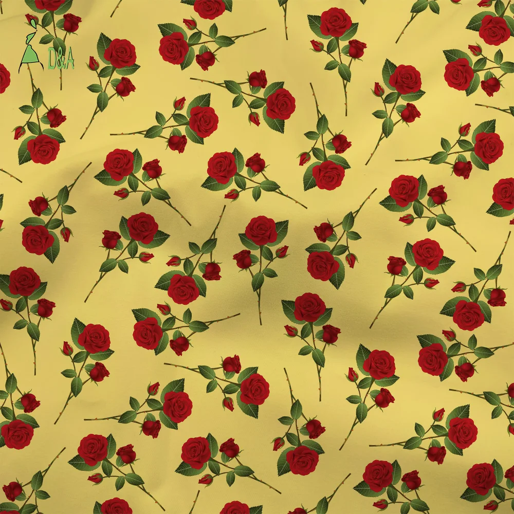 Colorful Small Roses Floral Printed Cotton Fabric Light Woven 100% Cotton Fabric And Textile For Garment