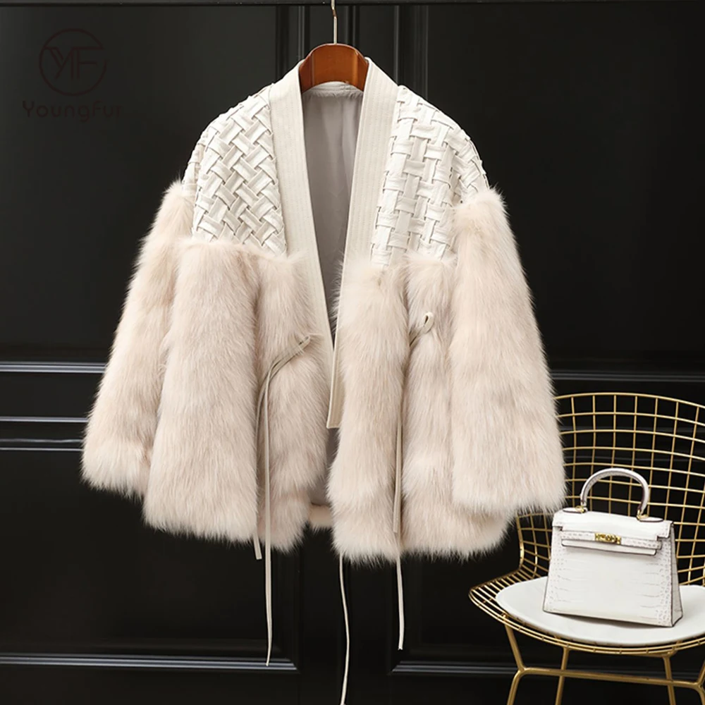 Fashion Women Real Fox Fur Coats Winter Warm Real White Duck Down Coat With Real Fur