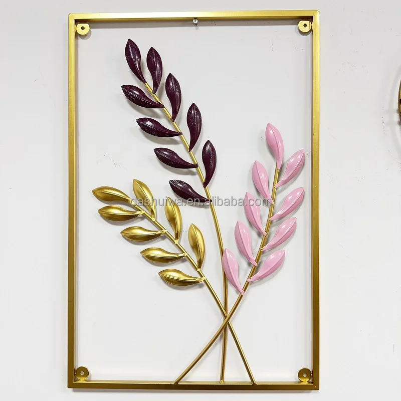 Colorful Leaves Iron Wall Modern Creative Living Room Sofa Background Wall Hanging Decorations Mosaic Wall Hanging Metal Crafts