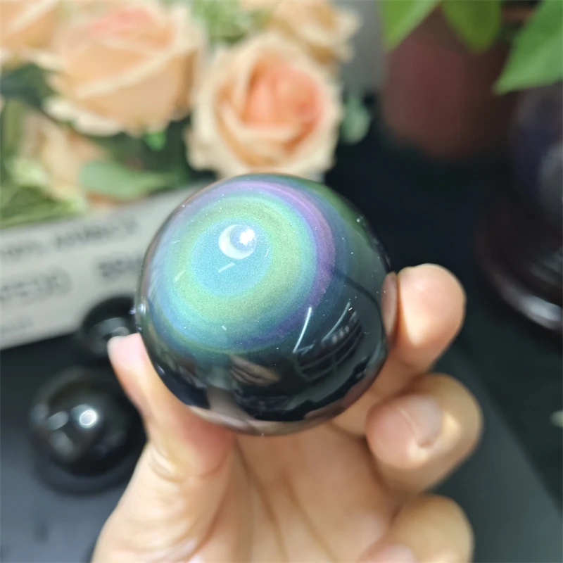 Kindfull Wholesale High Quality Rainbow Obsidian Sphere Healing Stones Ball For Meditation