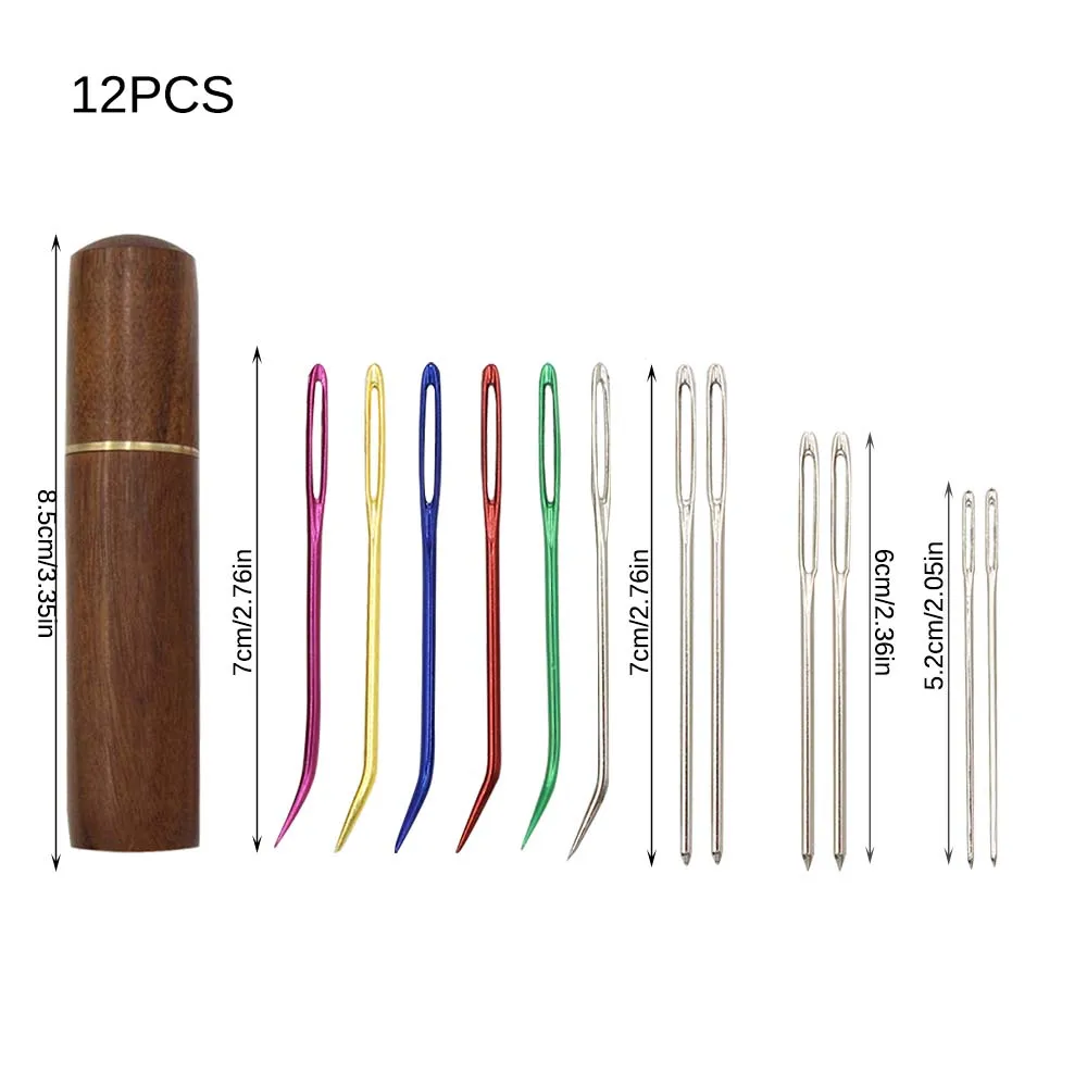 12/18Pcs Large Eye Curved Needles Sewing  Stainless Steel Large Eye Bent Tapestry Needles Darning Embroidery Needles