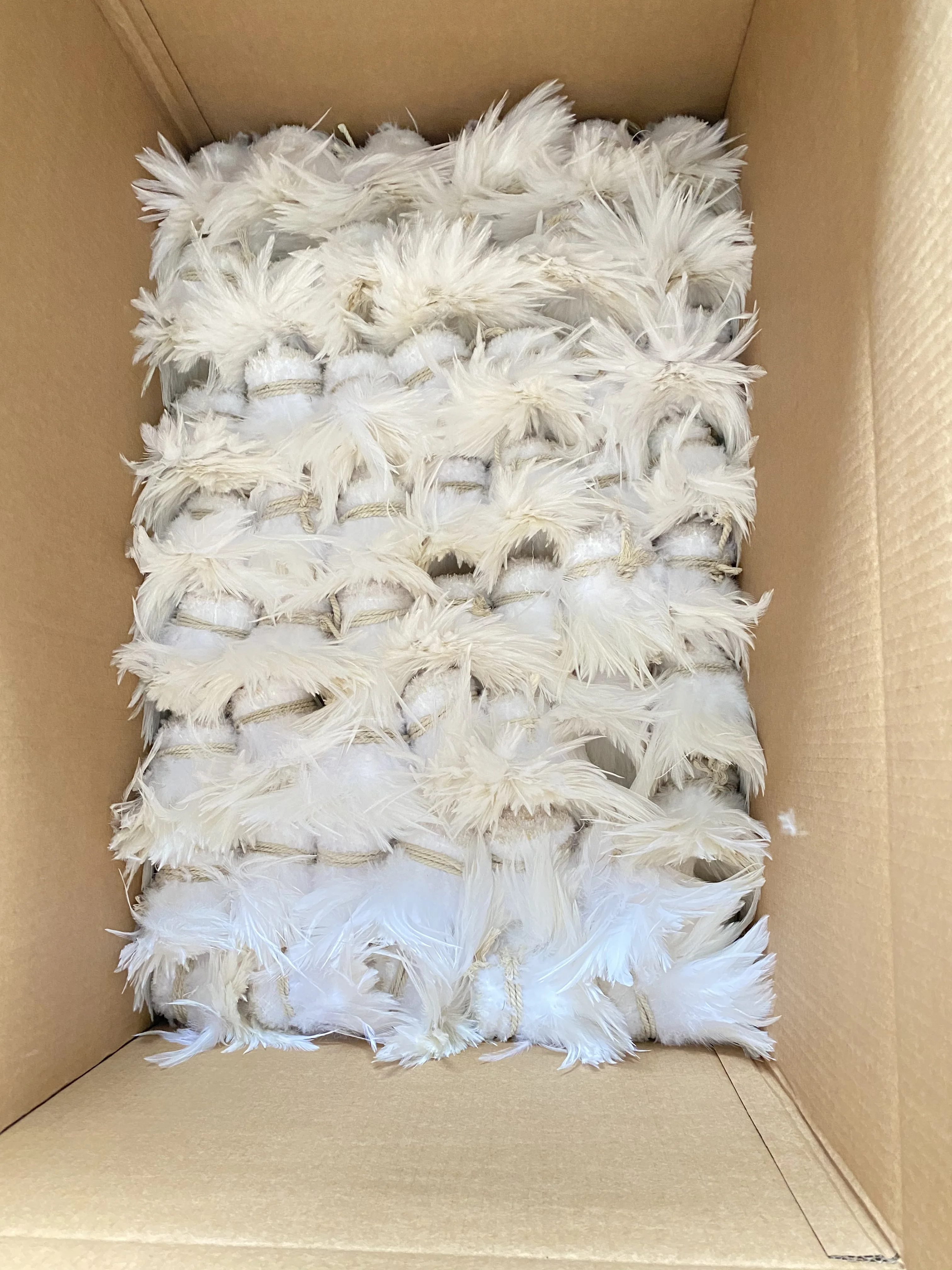 Factory hot sell  4/6inch Dyed White Rooster Saddle Feathers strung for carnival