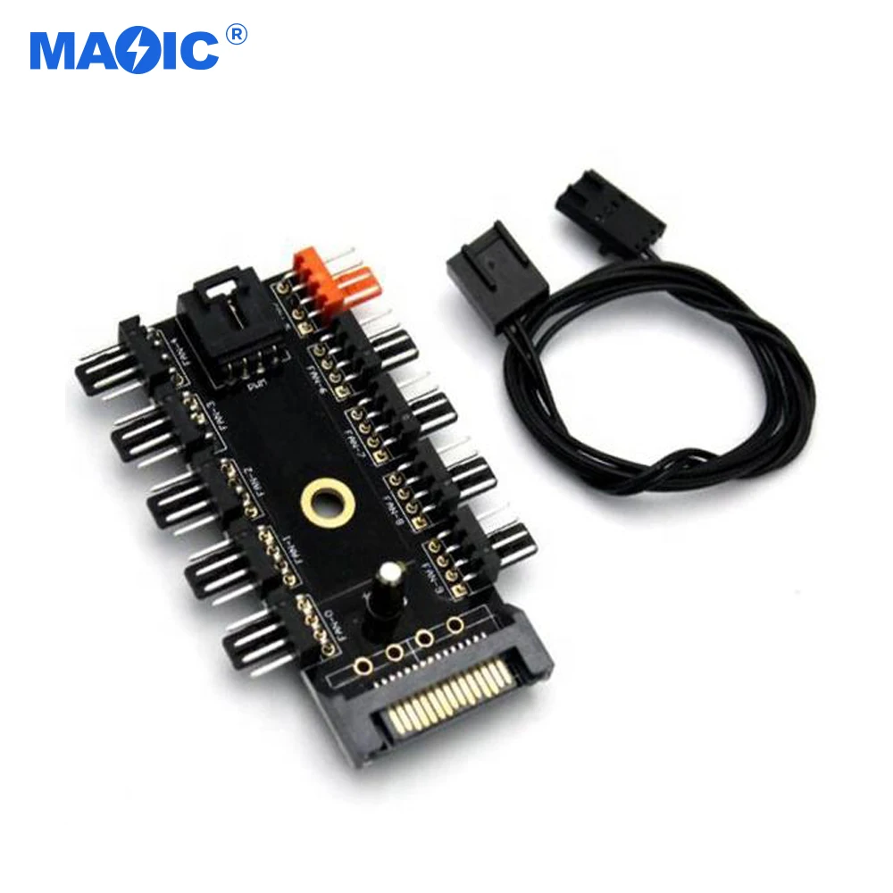 Computer 10 Road Chassis Fan Hub SATA Fan Extension 1 to 10Road STA Fan Controller Other Computer Accessories