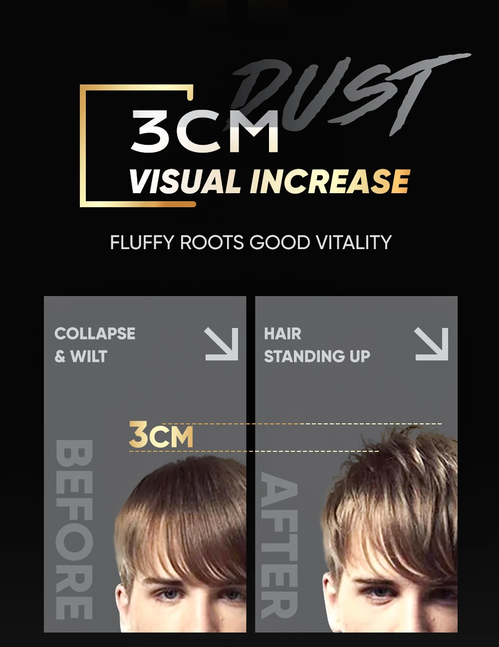 Customize Scent Long Lasting Matte Finish Styling Lift Hair Volume Powder Spray For Men