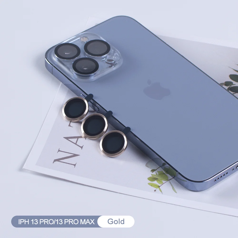 colorful black red 3d metal tempered glass camera lens ring alloy protector for iphone 11 12 13 mini pro max