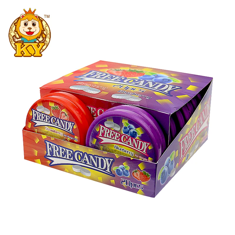 Manufacturer wholesale sour blueberry and strawberry flavors press hard candy