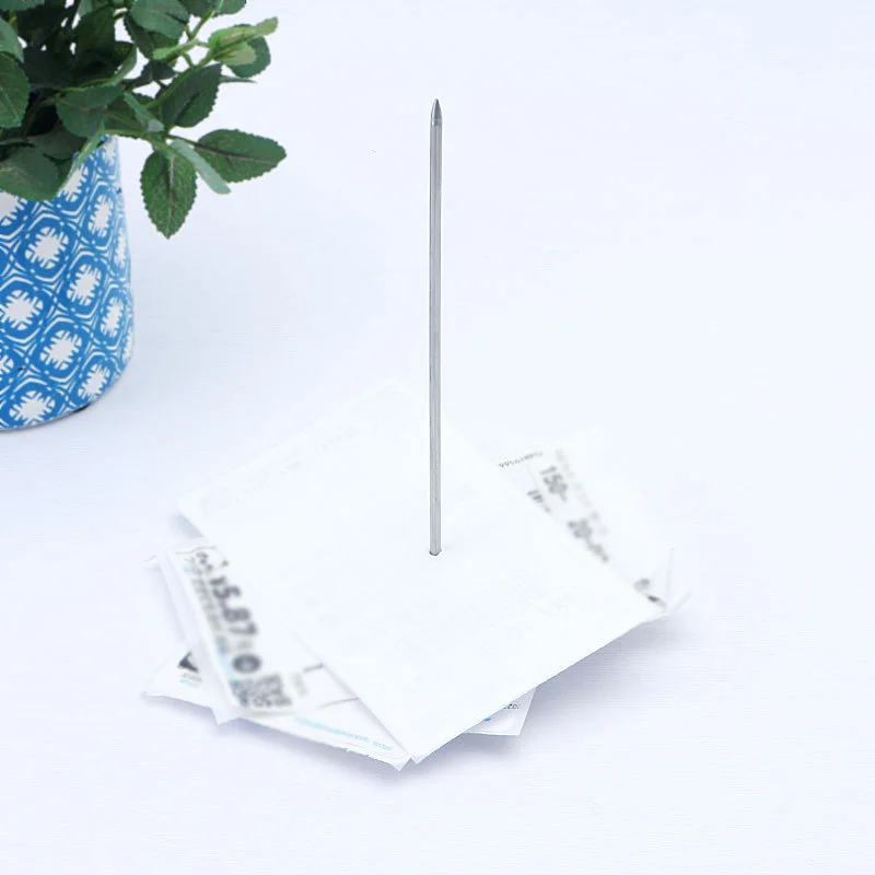 Factory direct sale Restaurant Office Kitchen use Desk Straight Rod Bill Fork Memo Holder Round Base Bill Spike