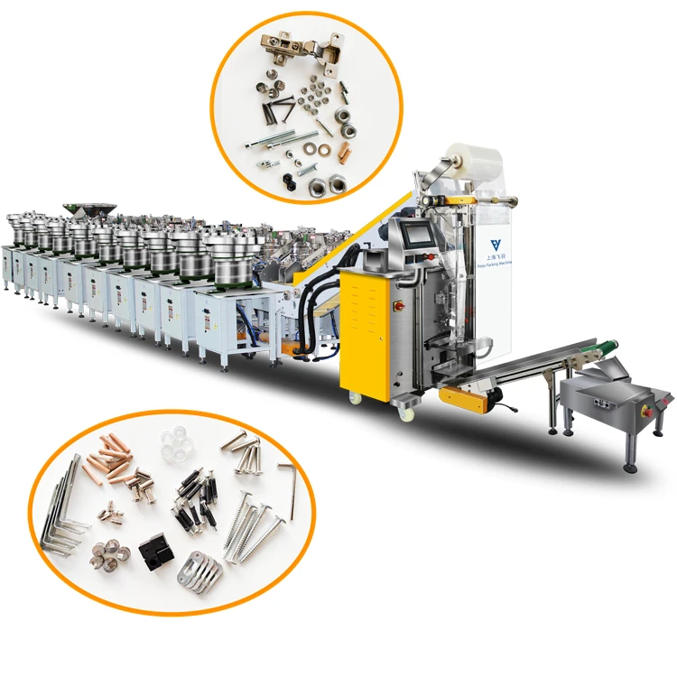 Automatic Furniture Fittings Hardware Accessories Packing Bagging Packaging Machine Four Vibrating Feeder Customizable to Thirty