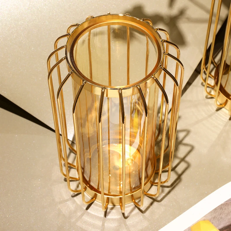 Flower Vases Tall Bud Clear Cheap Acrylic Luxury Gold Modern Metal Crystal Nordic Flower Decoration Glass Vase Decor For Home