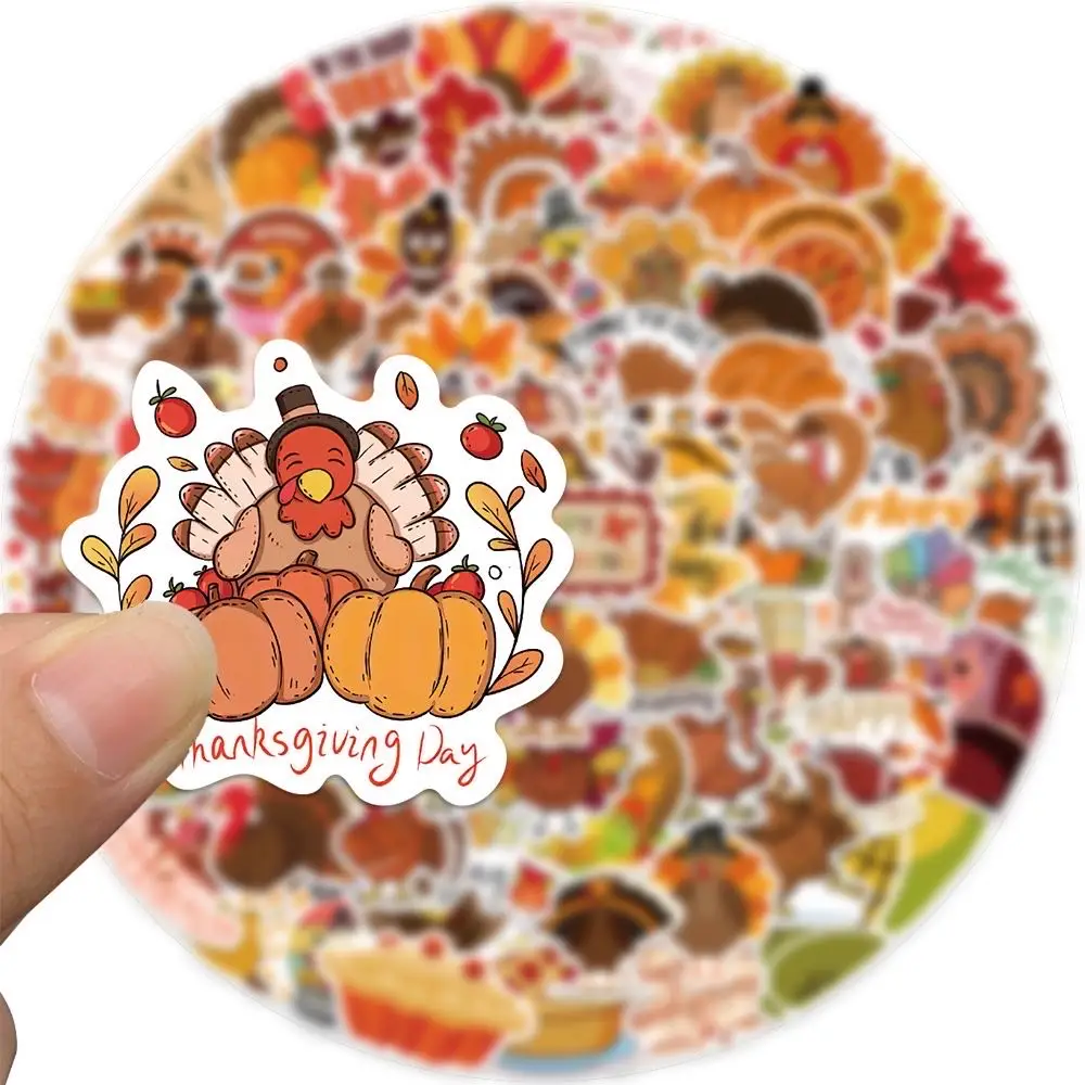 100PCS Thanksgiving Day Turkey Corn Squash Art Aesthetics Cute Funny Cartoon Decals Graffiti Vinyl Waterproof Stickers
