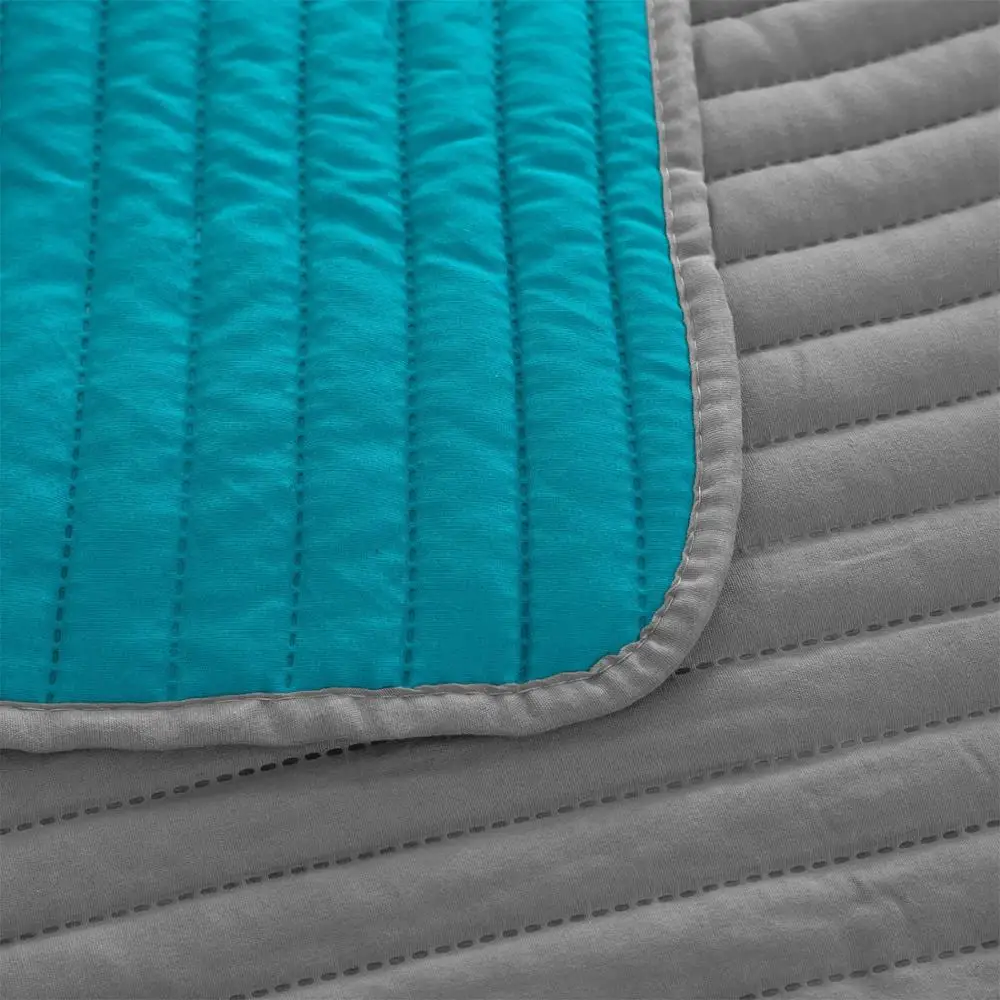 
MOHAP Good Quality Straight Line Ultrasonic Microfiber Quilt Set Dyed Bedspread Set 