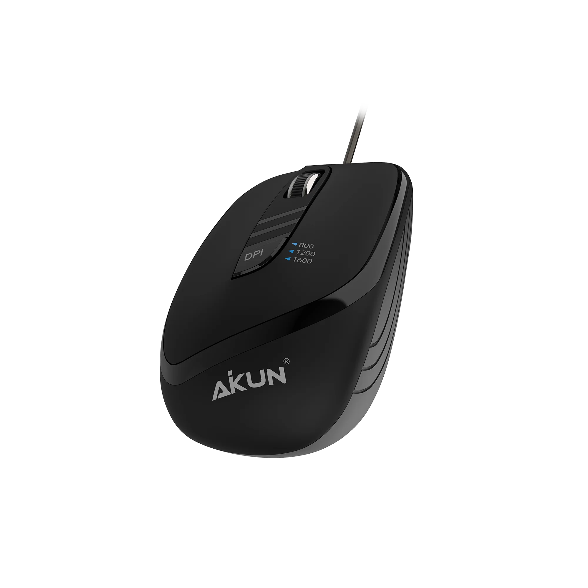 AIKUN Wired 3D Optical Mouse LT22 with DPI Switch 800/1200/1600,USB Cable,Rubber Wheel,Plug and Play