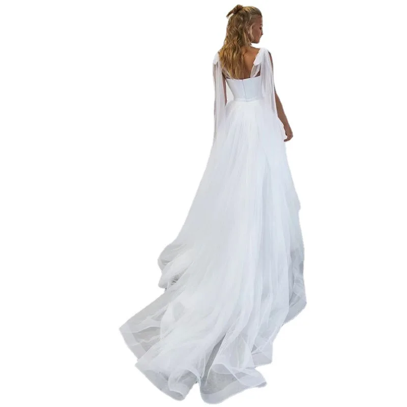 2023 Summer New French Strap Elegant Evening Bridal Travel Photography Photo Lawn Foreign Trade Light Wedding Dress