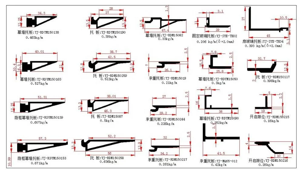 
Panel Curtain Wall Building Exterior Facade Design Aluminum Curtain Wall Profile aluminum u channel profile 