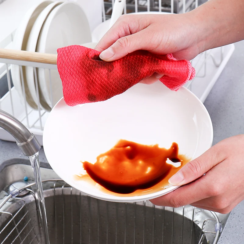 Bilov Microfiber Fish Scale Cleaning Cloth Polishing Towel for Stainless Steel Glass Wine Car Anti-grease Wiping Rags Towels