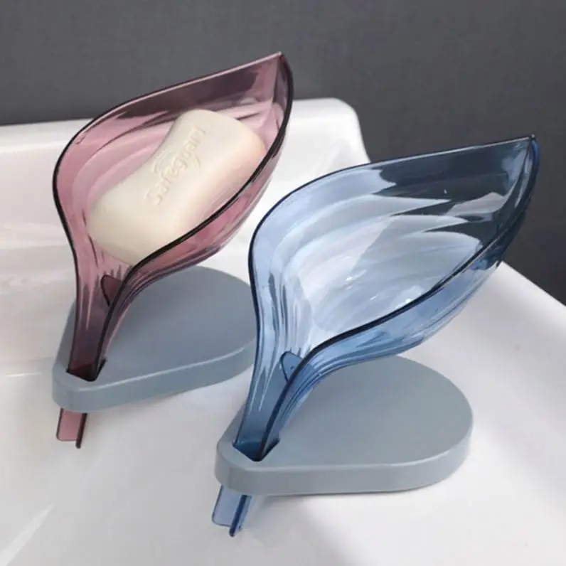 Leaf Shape Soap Dishes for Bathroom with Drainage Decorative Durable Plastic Soap Dish Easy Cleaning and Quick Dry Soap Holders